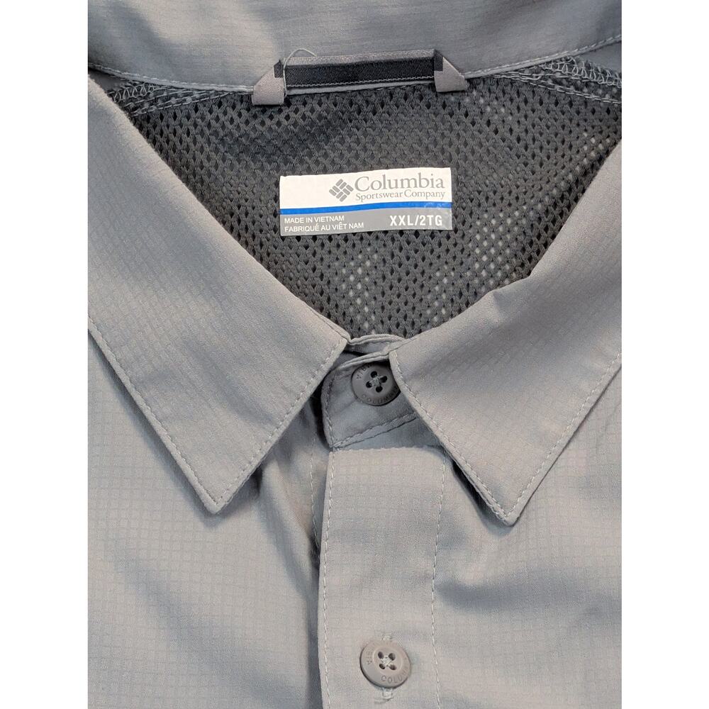 Columbia Omni Shade Men's Size XXL Gray Short Sleeve Button Down (0144)